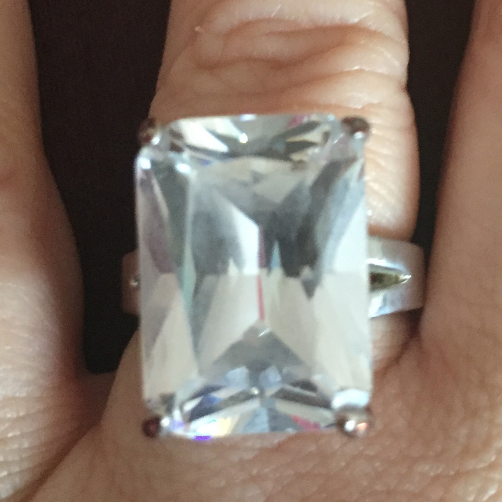 Swarovski Crystal Silver Statement Ring - image 1